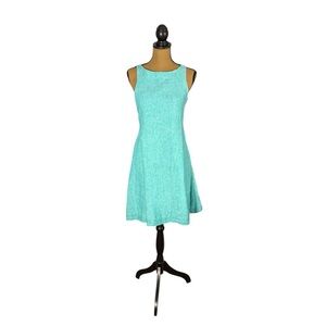 Vineyard Vines 100% Linen Aqua Swing Shift Dress Womens 4 Preppy Coastal Summer